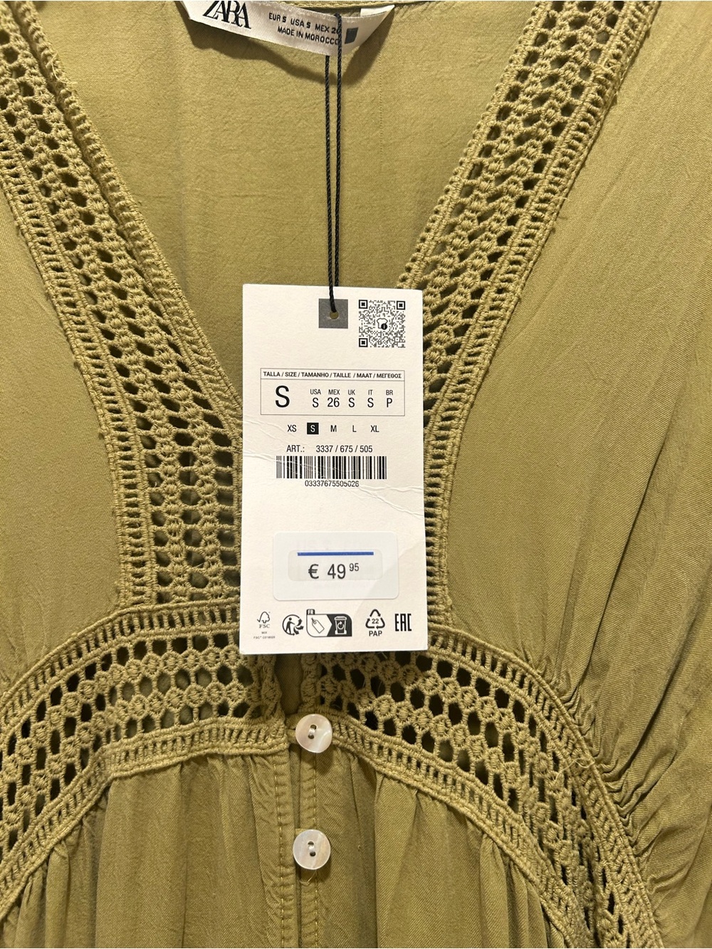 Zara Olive Green Maxi Dress with Button Front - Picture 2 of 4
